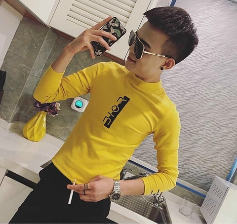 Áo Thun Dài Tay Màu Vàng Họa Tiết Chữ