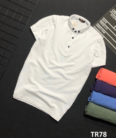 Áo Thun Nam Cá Sấu Cổ Trụ Trắng