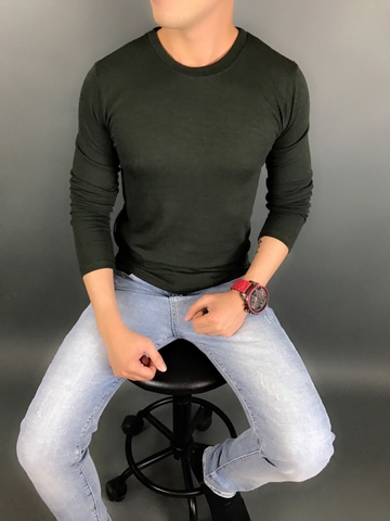 Áo Dài Tay Dệt Kim Đen