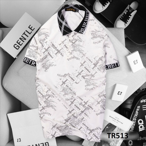Áo Thun Cổ Trụ Họa Tiết Chữ BURBERRYS TR513