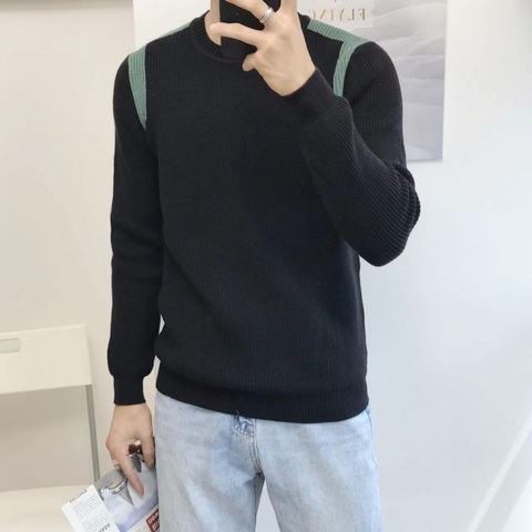 Áo Len Nam Thu Đông Màu Đen Phối