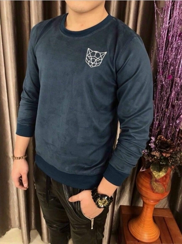 Áo Thun Dài Tay Da Lộn Màu Xanh