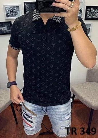 Áo Thun Nam Cổ Trụ Đen TR349