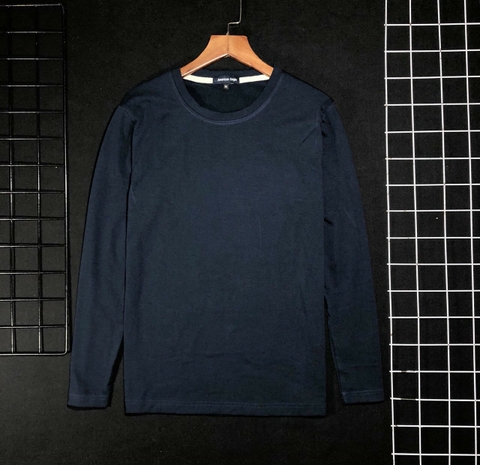 Áo Thun Dài Tay Cổ Tròn Màu Xanh Than