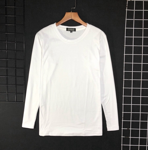 Áo Thun Dài Tay Cổ Tròn Màu Trắng