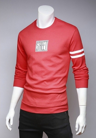 Áo Thun Dài Tay Đỏ Phối Sọc Tay Street