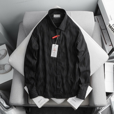 Áo Sơ Mi Dài Tay Đen Sọc Dọc Độc Lạ