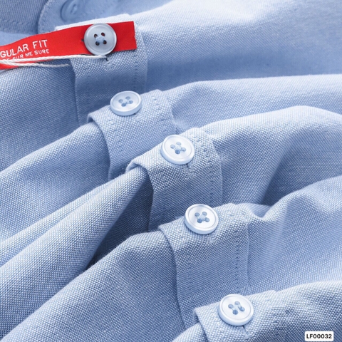 Áo Sơ Mi Trơn Cổ Trụ Dài Tay ERIC Màu Xanh Dương
