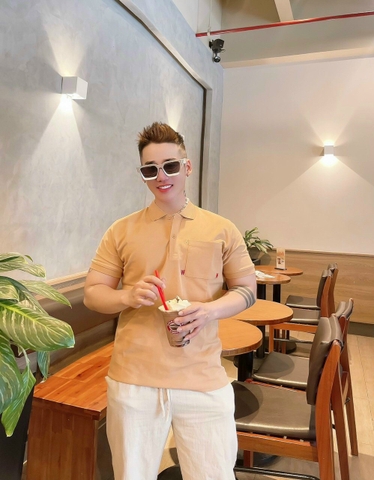 Áo Thun Polo Có Túi ADNW Màu Cam Kem