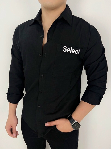 Áo Sơ Mi Nam Dài Tay Phối Túi SELECT Màu Đen