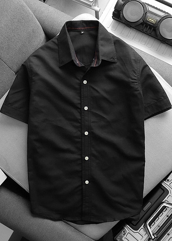 XK240 - Áo Sơ Mi Nam Tay Ngắn Màu Đen
