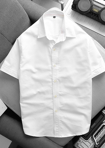 XK239 - Áo Sơ Mi Nam Tay Ngắn Màu Trắng
