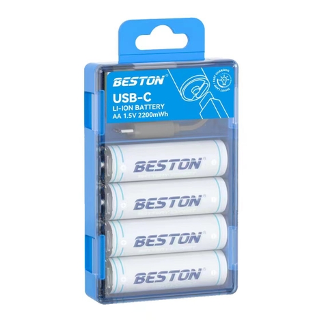 Beston Vỉ 4 Pin Sạc 1.5V USB Type C- AA 2200mWh/1460mAh Li-ion 2AC-60
