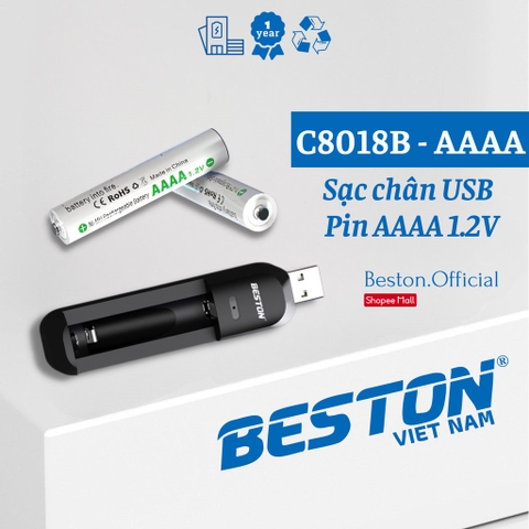Bộ Combo C8018B sạc chân USB và pin 1.2V AAAA - BESTON