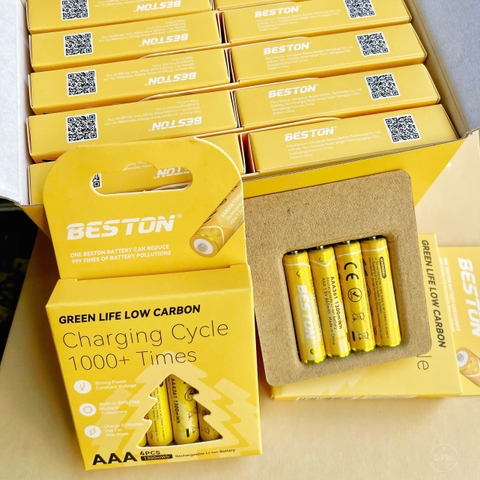 Hộp 4 pin sạc 2A 3A 1.5V Beston - AAA-1300mWh