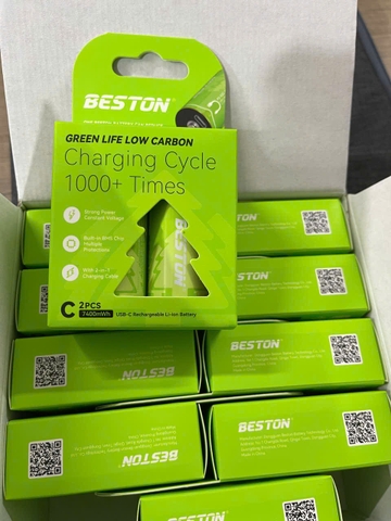 Pin đại Beston 1.5V 7400mWh cổng sạc USB- cỡ D dùng cho đèn pin, bếp ga, thiết bị công nghiệp