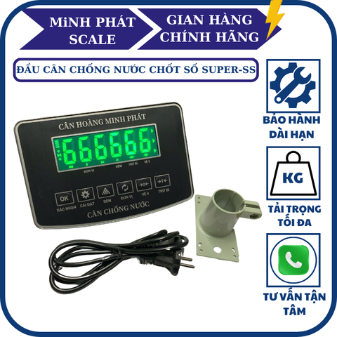 Đầu cân điện tử chống nước 60kg đến 500kg Super - SS Led Xanh có chức năng chốt số tự động
