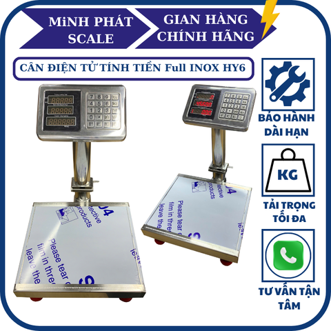 Cân bàn điện tử Full INOX 30KG HY6. Phím Tiếng Việt