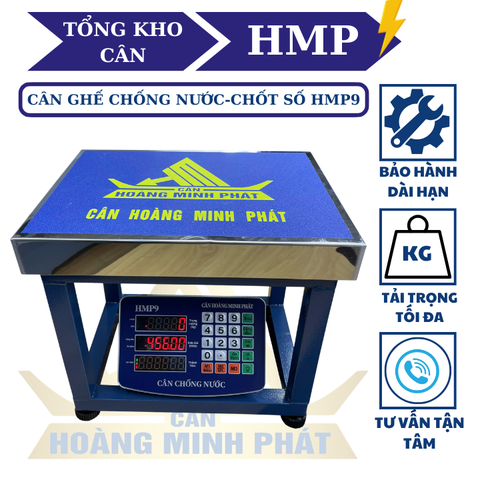 Cân ghế điện tử 100kg HMP9 Thương Hiệu CÂN HOÀNG MINH PHÁT. Cân tính tiền, chống nước. Cân Chốt Số - Tiếng việt
