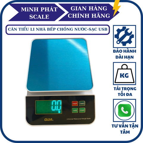 Cân tiểu li điện tử 3KG QUA Chống Nước - Sạc USB