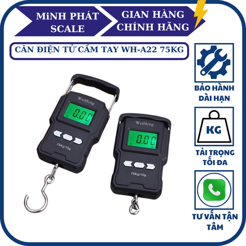 Cân điện tử cầm tay WH-A22 75KG. Kèm thước đó 1m, Độ Chính Xác Cao. Cân tiện lợi