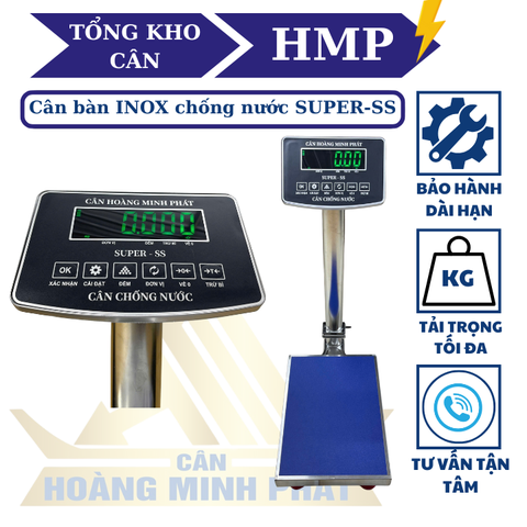 Cân bàn điện tử INOX 150KG SUPER-SS led xanh