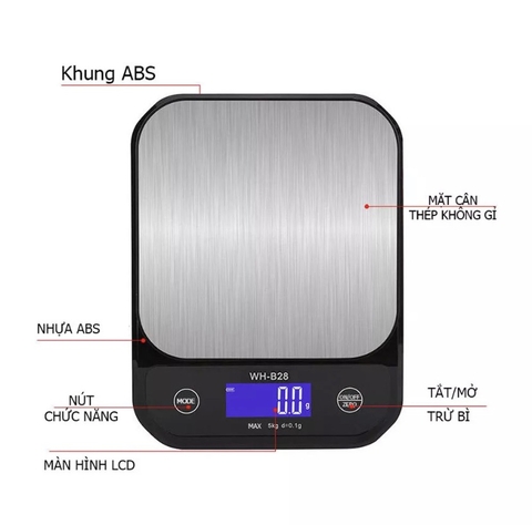 Cân điện tử 10KG/1G WH-B28 Chống Nước. SẠC USB
