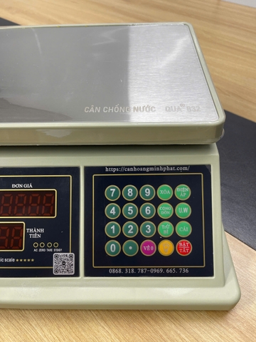 Cân Điện Tử Tính Tiền 30kg QUA832 | Chống Nước, Phím Tiếng Việt | Cân Bán Hàng