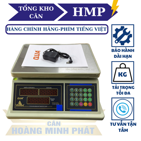 Cân Điện Tử Tính Tiền 40kg QUA832 | Chống Nước, Phím Tiếng Việt | Cân Bán Hàng