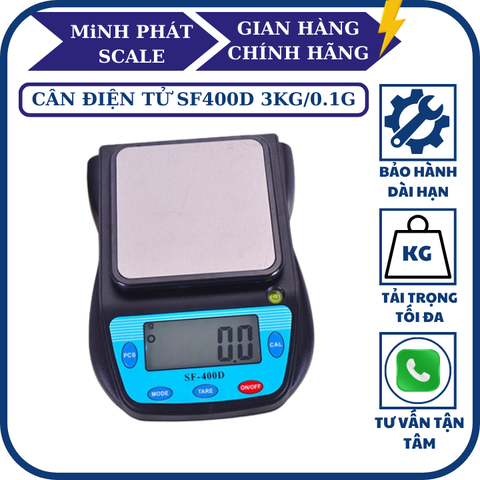 Cân điện tử SF400D 3kg x 0.1g, chính xác tới 1% gram