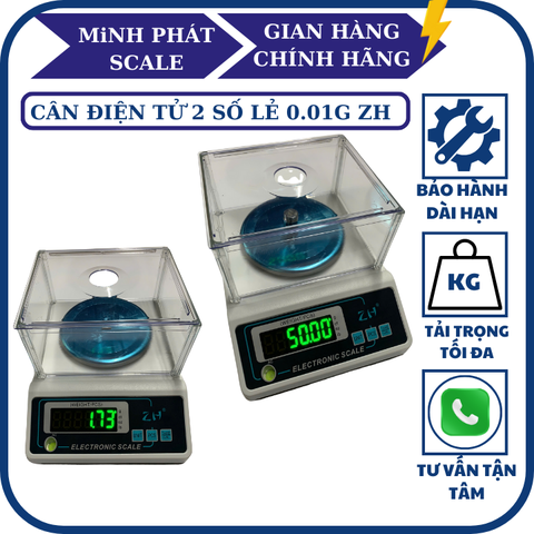 Cân điện tử 2 số lẻ ZH 1KG/0.01G - Kèm lồng kính