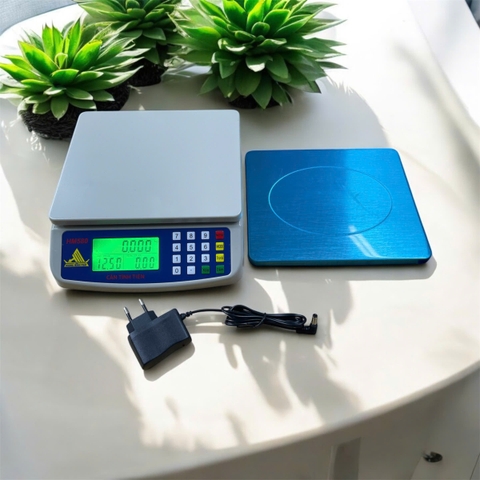Cân điện tử 25kg/1g tính tiền HM580. Mâm cân INOX -  Kèm sạc. Thương hiệu CÂN HOÀNG MINH PHÁT. Phím tiếng việt