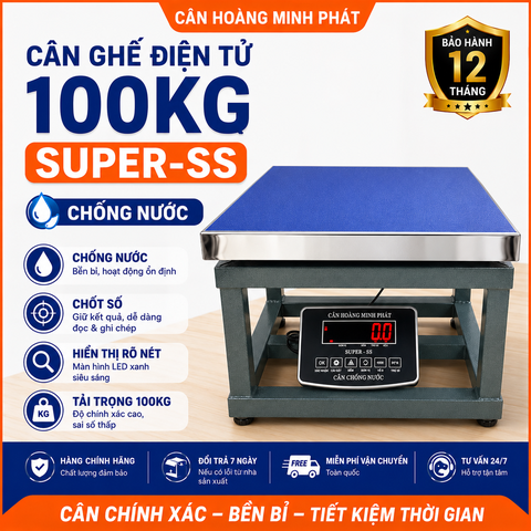 Cân Ghế Điện Tử 100kg SUPER-SS | Chống Nước, Chốt Số, LED Đỏ Chính Xác