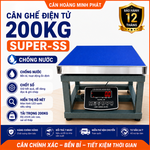 Cân Ghế Điện Tử 200kg SUPER-SS | Chống Nước, Chốt Số, LED Đỏ Chính Xác