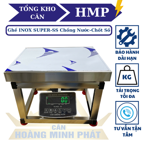 Cân ghế điện tử 300KG Full INOX Chống nước Chốt số SUPER-SS. LED XANH