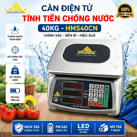 Cân Tính Tiền 40kg Chống Nước HMS-40CN | Cân Hải Sản, Thực Phẩm | Tiếng Việt