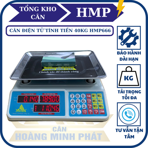 Cân điện tử 40KG tính tiền HMP666-40KG - PHÍM TIẾNG VIỆT - Thương Hiệu CÂN HOÀNG MINH PHÁT