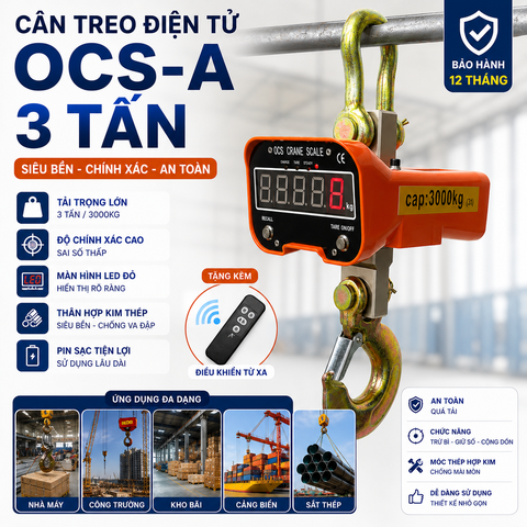 Cân treo điện tử 3 TẤN OCS-A. HÀNG CHÍNH HÃNG - Kèm Điều Khiển Từ Xa