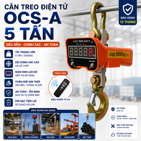 Cân treo điện tử 5 TẤN OCS-A. HÀNG CHÍNH HÃNG - Kèm Điều Khiển Từ Xa