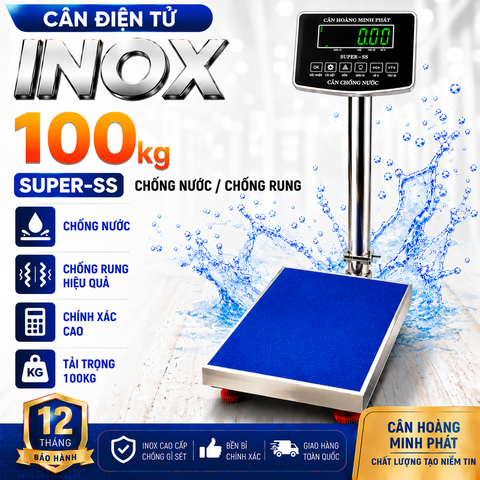 Cân Bàn Điện Tử INOX 100KG SUPER-SS Led Xanh
