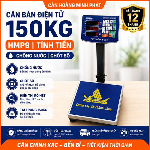 Cân Bàn Điện Tử 150KG HMP9 Chống Nước, Chốt Số
