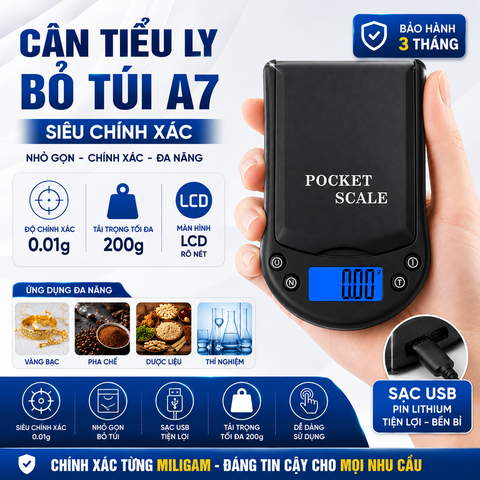 Cân Tiểu Ly Điện Tử 200g 0.01g Pocket Scale A7