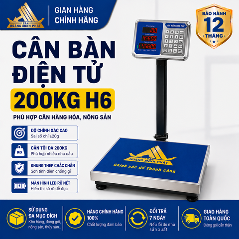 Cân điện tử 200KG H6 - CÂN HOÀNG MINH PHÁT