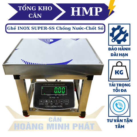 Cân ghế điện tử 200KG Full INOX Chống nước Chốt số SUPER-SS. LED XANH
