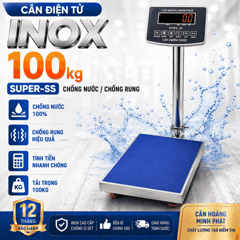 Cân Bàn Điện Tử INOX 100KG SUPER-SS Led Đỏ