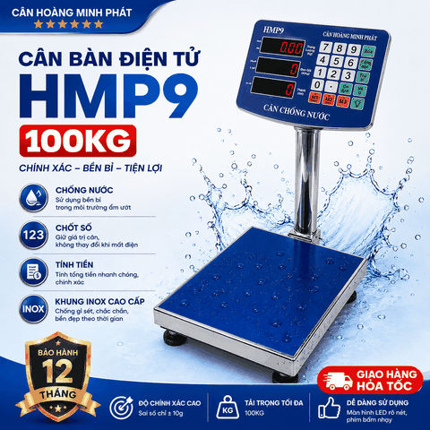 Cân Bàn Điện Tử 100kg HMP9 INOX Chống Nước