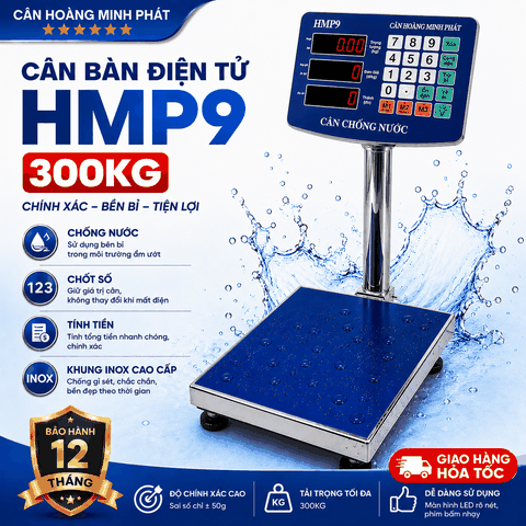 Cân Bàn Điện Tử 300kg HMP9 INOX Chống Nước