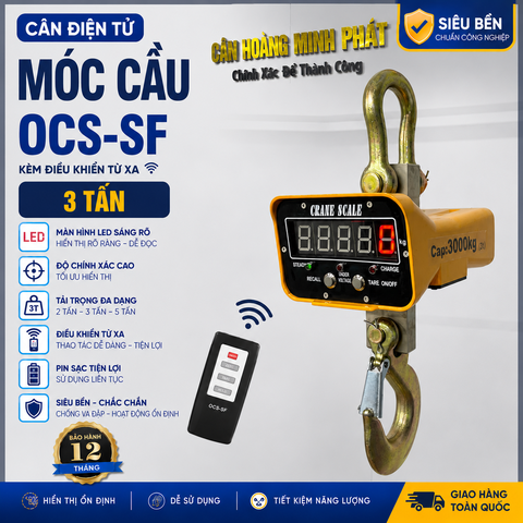 Cân điện tử móc cẩu 3 TẤN OCS-SF - Kèm điều khiển