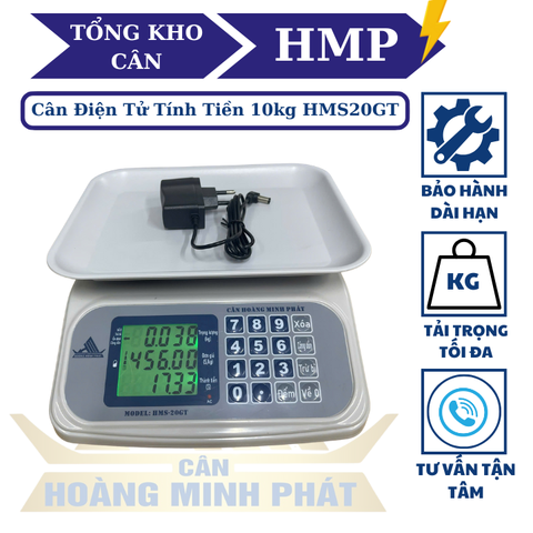 Cân điện tử tính tiền 15KG nhỏ gọn HMS20GT. Thương hiệu CÂN HOÀNG MINH PHÁT. Phím Tiếng VIỆT