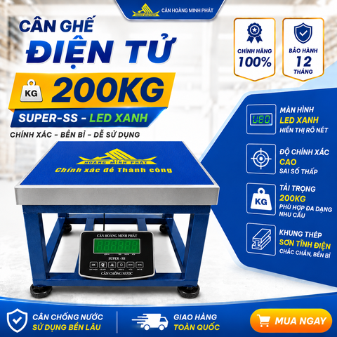 Cân Ghế Điện Tử SUPER-SS 200KG Led Xanh Chống Nước